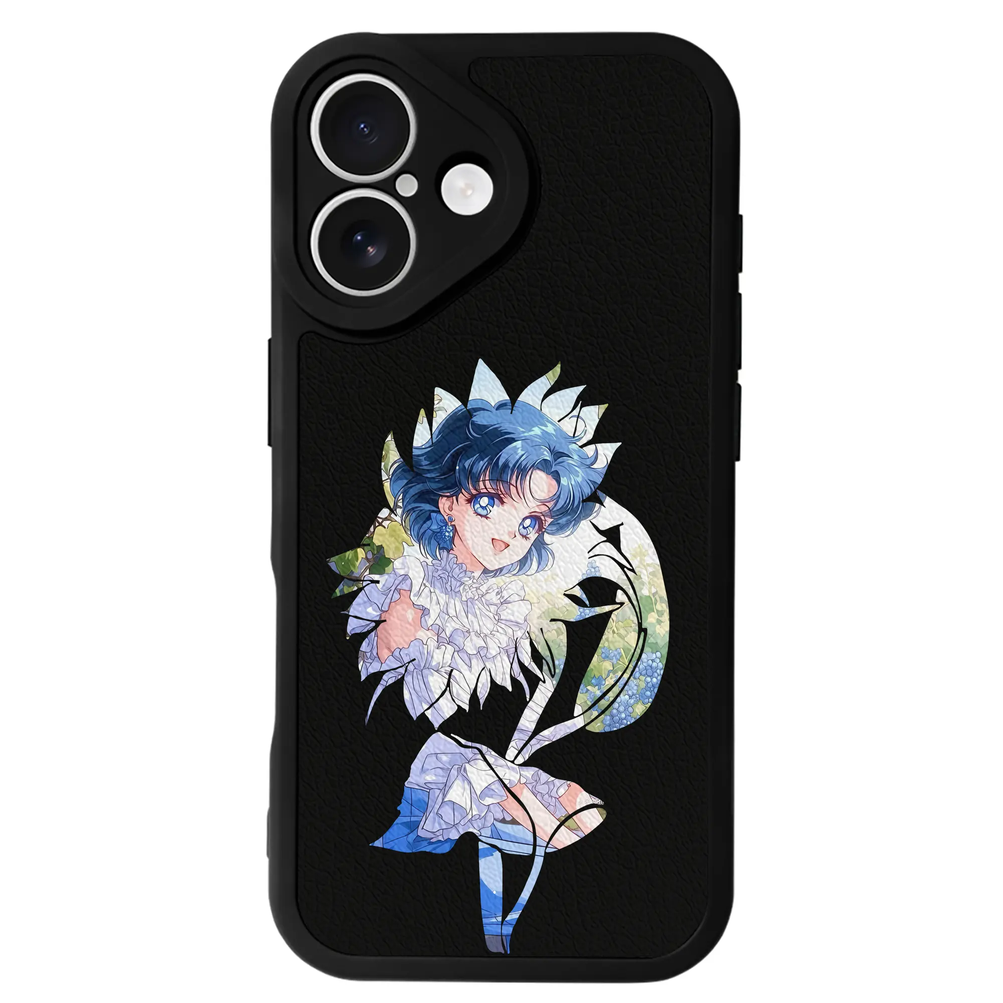 美少女戦士セーラームーン グッズ 水野 亜美 - IPhone 16シリーズ対応 ・ シリコンスマホケース ・ レザー調 ・ 高精度フィット ・ 耐衝撃 ・ ワイヤレス充電対応 ・ 精密カット